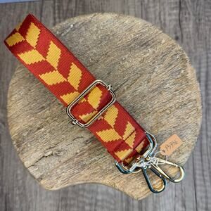 Gold Red Striped Purse Strap Neutral Crossbody Bag Strap Guitar Strap NEW